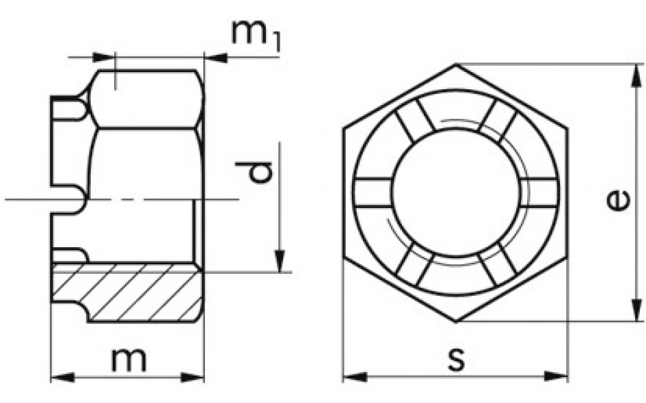 Kronenmutter DIN 935 - 8 - blank - M27 X 1,5