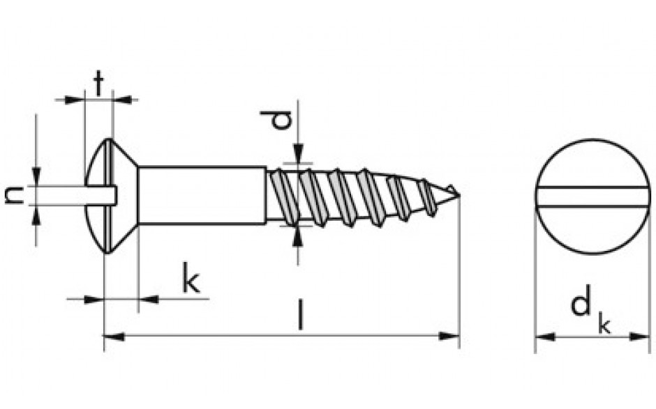 Linsensenk-Holzschraube DIN 95 - Messing - vernickelt - 4 X 30