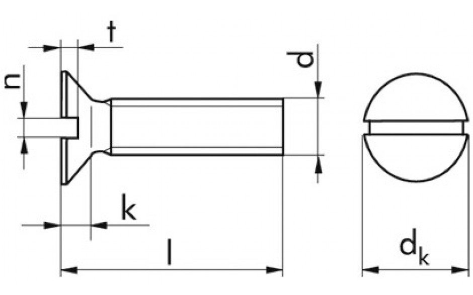 Senkschraube DIN 963 - Messing - vernickelt - M4 X 40