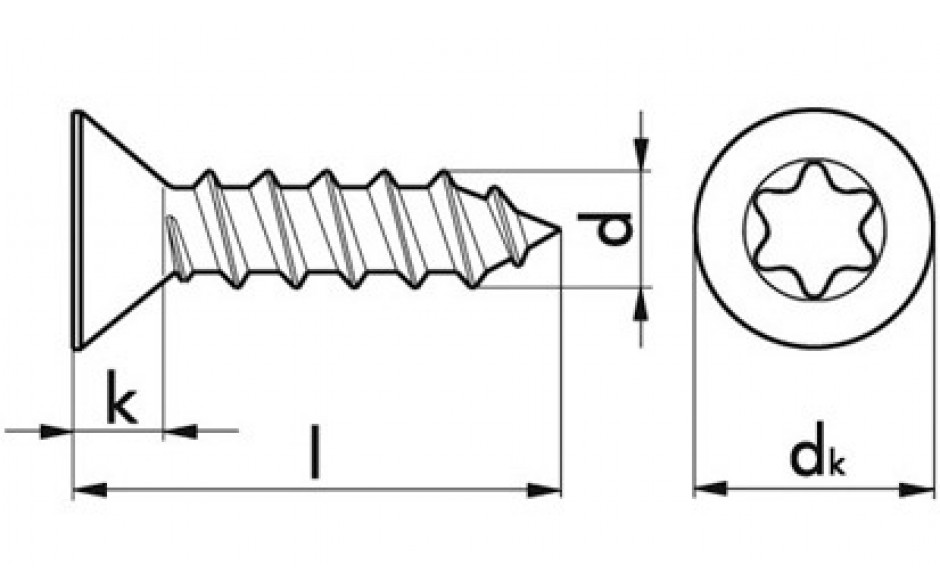 Senk-Blechschraube ISO 14586C - A2 - 2,9 X 16 - TX10
