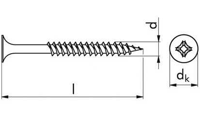 Gipsplattenschraube Doppelganggewinde TMN - EN 14566 - phosphatiert, Klasse 48 - 3,9 X 25 - CE - gegurtet