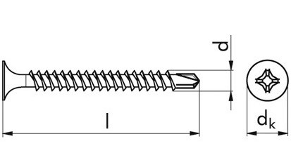 Gipsplattenschraube Bohrspitze TSD - EN 14566 - phosphatiert, Klasse 48 - 3,5 X 55 - CE