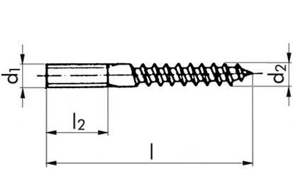 Stockschraube mit 6KT-Schlüsselfläche - Stahl - verzinkt blau - 10 X 150 - SW8/TX25