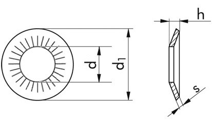 Kontaktscheibe NFE 25511 - Form M - Federstahl - Zinklamelle silber - M10=10,2mm