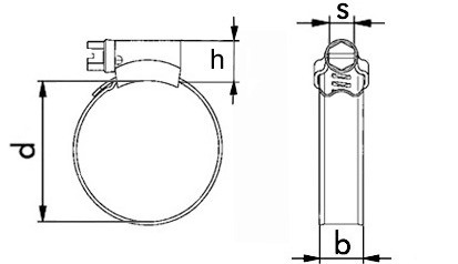 Schlauchschelle mit Schneckengewinde DIN 3017-1 - Form A - W5 - Bandbreite 9 - Spannbereich 32 - 50