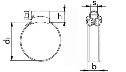 Schlauchschelle mit Schneckengewinde DIN 3017-1 - Form A - W2 - Bandbreite 9 - Spannbereich 50 - 70
