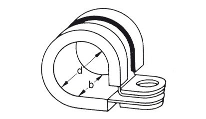 Rohrschelle mit Gummieinlage DIN 3016-1 - Form D1 - W1 - Bandbreite 15 - Durchmesser 8