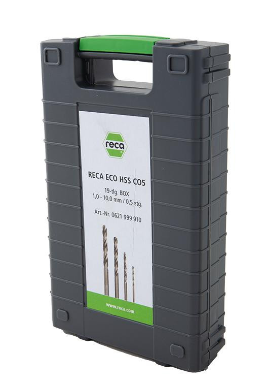 RECA ECO Spiralbohrer Kassette Mambo Box HSS Co5 DIN 338 Durchmesser 1-10 mm 19-teilig