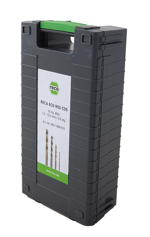 RECA ECO Spiralbohrer Kassette Mambo Box HSS Co5 DIN 338 Durchmesser 1-13 mm 25-teilig