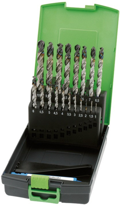 RECA Evo Spiralbohrer Kassette Save HSS DIN 338 blau Durchmesser 1 - 13 mm 34-teilig Durchmesser 1 - 5 mm doppelt bestückt