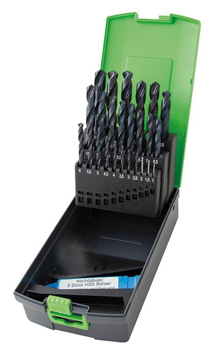 RECA Spiralbohrer Plus-Box HSS DIN 338-N + Kernbohrer Durchmesser 1 - 10,5 mm 33-teilig