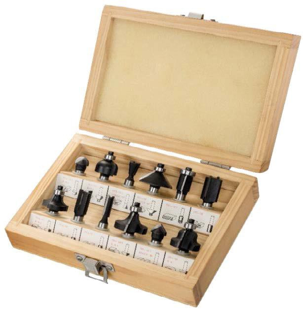 Holz-Fräserkassette 12-teilig 8 mm Schaft