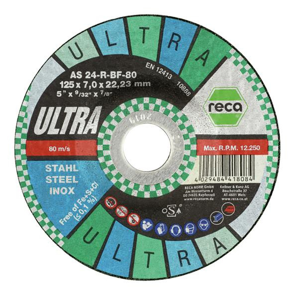RECA Schruppscheibe Ultra gekröpft Durchmesser 125 mm Stärke 7 mm Bohrung 22,23 mm