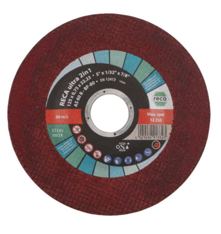 RECA Trennscheibe ULTRA 2 in 1 gekröpft Durchmesser 115 mm Stärke 0,75 mm Bohrung 22,23 mm