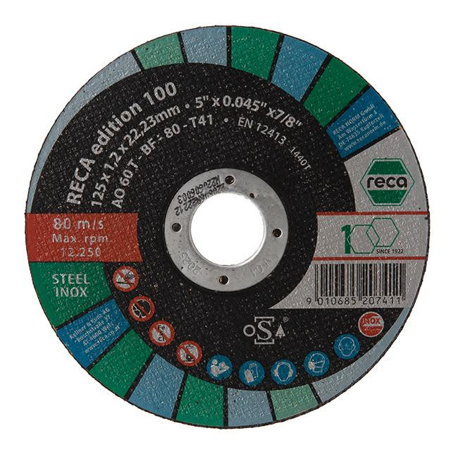 RECA Trennscheibe Edition 100 gerade Durchmesser 125 mm Stärke 1,2 mm Bohrung 22,23 mm