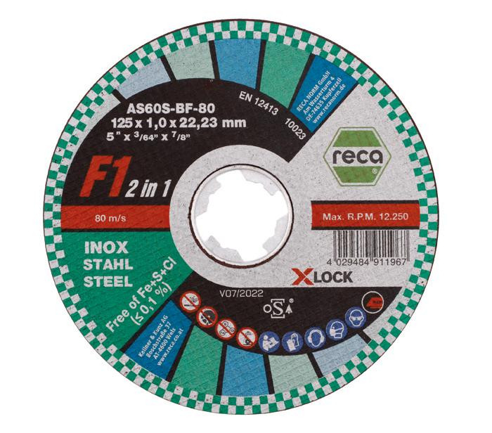RECA Trennscheibe F1/ Inox gerade Durchmesser 125 mm Stärke 1,0 mm X-Lock Aufnahme