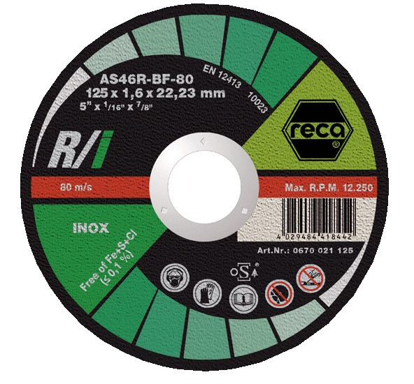 RECA Trennscheibe R/I gerade Durchmesser 125 mm Stärke 1,6 mm Bohrung 22,23 mm