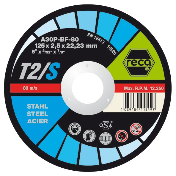 RECA Trennscheibe T2/S gekröpft Durchmesser 125 mm Stärke 2,5 mm Bohrung 22,23 mm