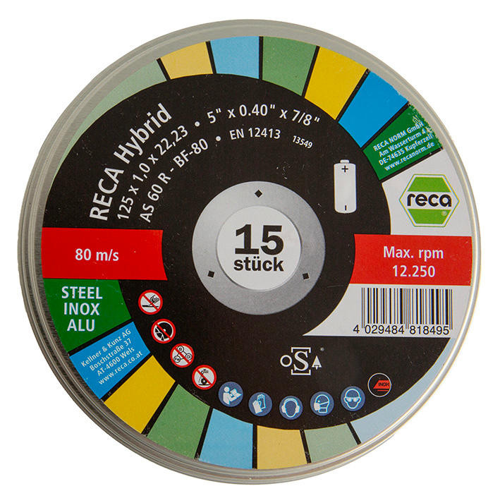 RECA Hybrid-Trennscheibe gerade Durchmesser 125 mm Stärke 1,0 mm Bohrung 22,23 mm