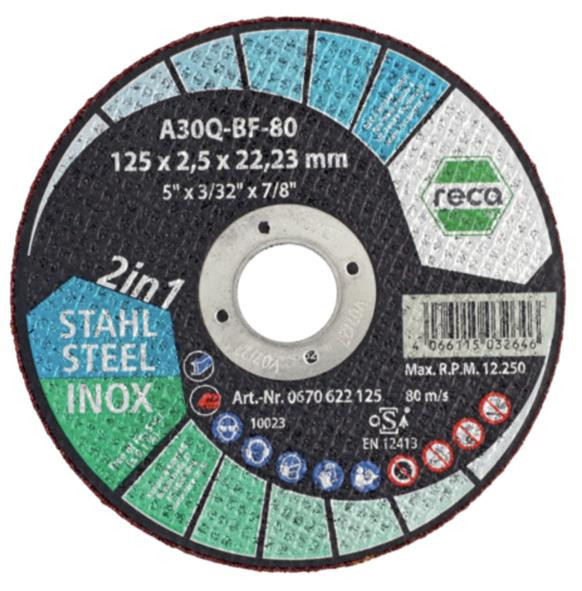 RECA Trennscheibe 2in1 gerade Durchmesser 230 mm Stärke 2,5 mm Bohrung 22,23 mm