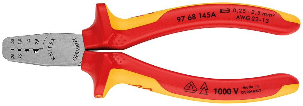 Crimpzange für Aderendhülsen 145 mm 0,25 - 2,5 mm²