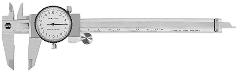 Präzisions-Uhrenschiebelehre, Messbereich 200 x 50 mm, Ablesung 0,02 mm