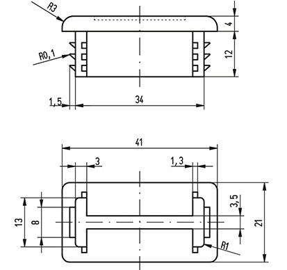 recamo Zahnschienen-Endkappe - Polyethylen - schwarz - 41/21