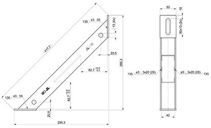 recamo Zahnschienen-Konsolenstütze - Stahl - verzinkt - 41/41 - 45°