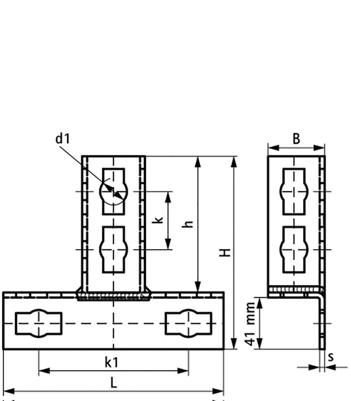 recamo-ZS-Push-T-Verbinder - Stahl - verzinkt - Typ 41 - 175 X 153