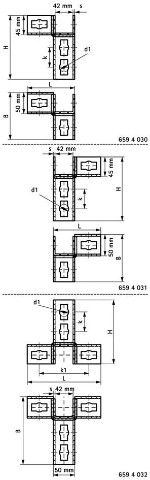 recamo-ZS-Push-3D-Verbinder - Stahl - verzinkt - Typ 41 - links/rechts - 149 X 158