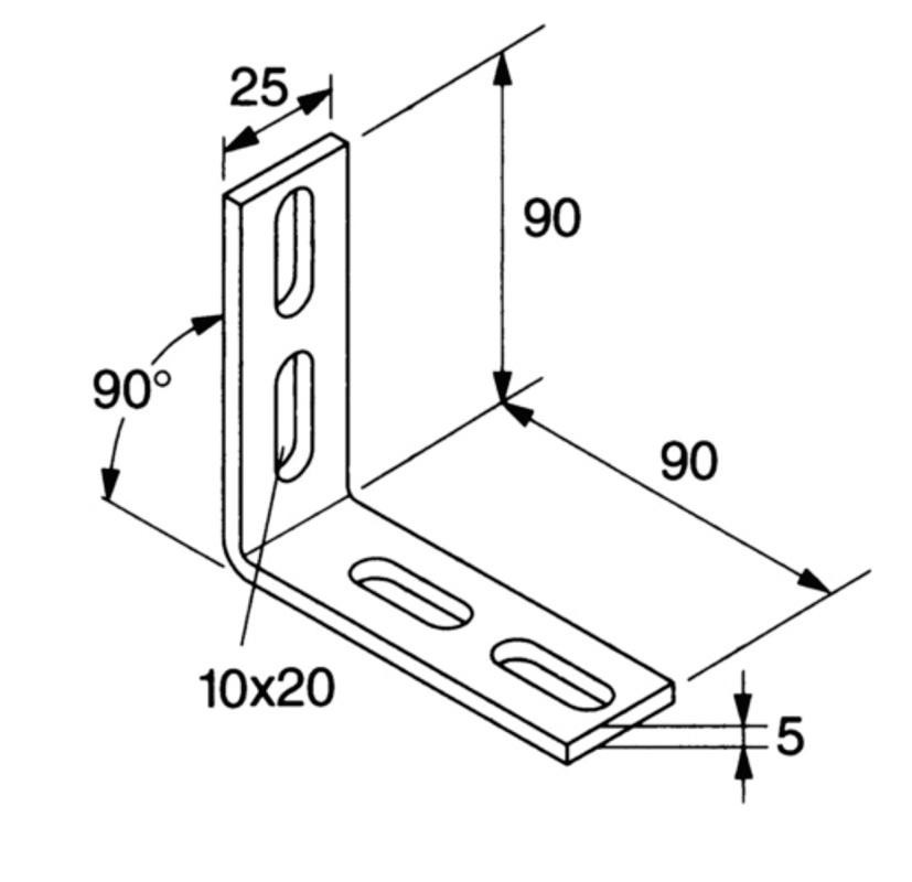 recamo Montageschienen-Winkel - Stahl - verzinkt - 27/28 - 90° - 45 X 45