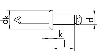 Mehrbereichsniete - Flachkopf - AL/ST - RAL 9005 - 3,2 X 8 - Klemmbereich 0,5 - 5,0