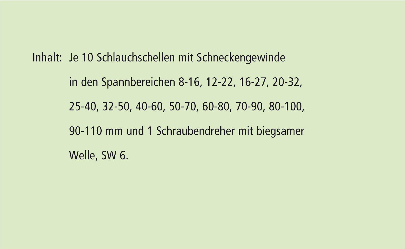 RECA Sortimentstafel - Schlauchschellen mit Schneckengewinde - DIN 3017-1 - Form A - W2 - 121-teilig