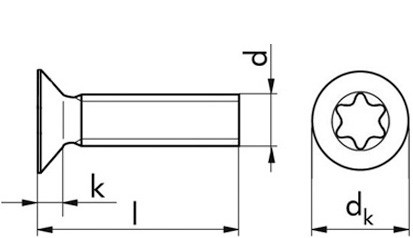 Senkschraube mit Innensechsrund DIN 7991 - 08.8 - blank - M8 X 16 - TX40