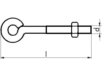 Spannschrauben mit Öse und Mutter, M6 x 150 Stahl verzinkt