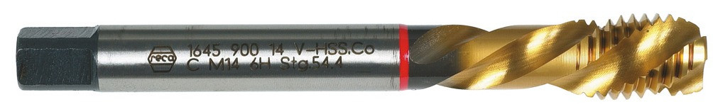 RECA Maschinengewindebohrer DIN 376C HSSE-TIN spiralgenutet 40° für Sackloch M16