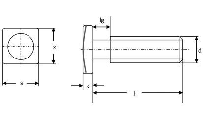 Vierkantschraube - A2-70 - M10 X 25 - SW17 - gleitbeschichtet