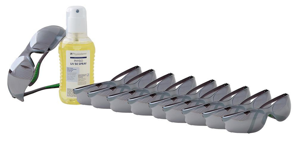 PSA-Package Schutzbrille RECA EX 102 verspiegelt + UV Spray