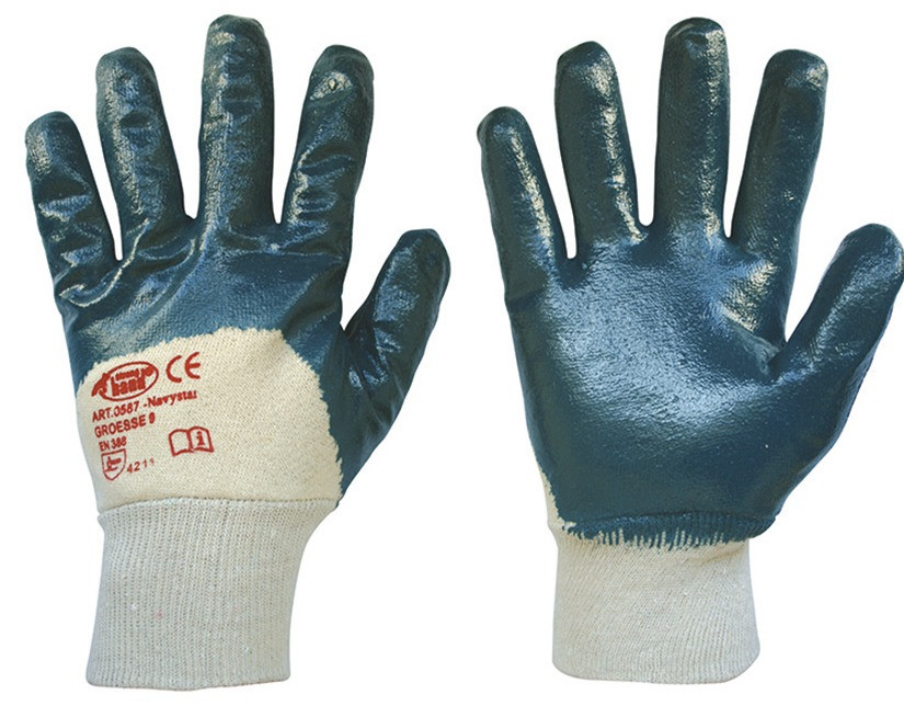 Nitrilhandschuh mit Strickbund, Blau, Gr. 9