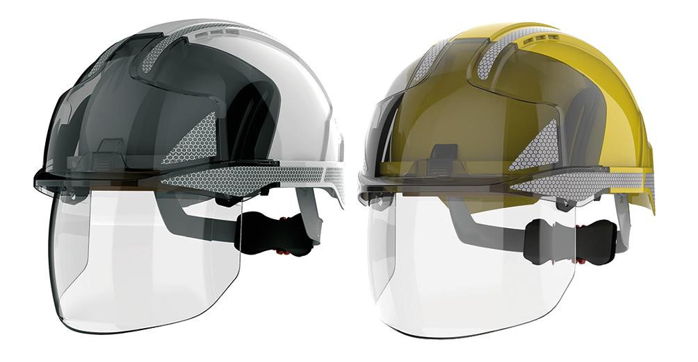 Schutzhelm JSP EVO®VISTASHIELD weiß und Reflexstreifen