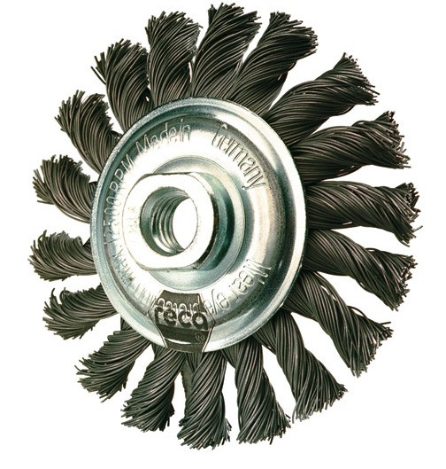 RECA Zirkulardrahtbürste, gezopft, Bohrung Drahtstärke 0,5 mm Ø 115 x 15 mm x M14