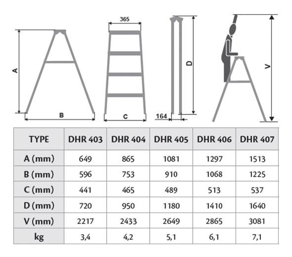 Doppelstufenstehleiter Alu 6-Stufig