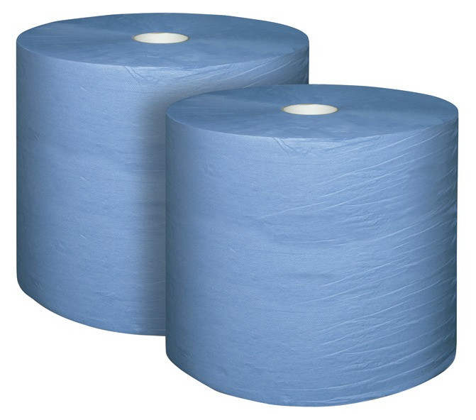 Putzpapier 2-lagig blau 36 x 36 cm Pak = 2 Rollen je Rolle 1000 Abrisse