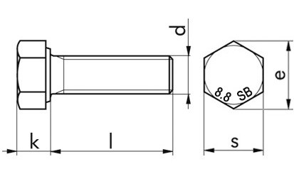 SB-Garnitur Sechskantschraube-Mutter EN 15048 - ISO 4017 - 8.8U/ ISO 4032 - 8 - feuerverzinkt - M30 X 100 - CE
