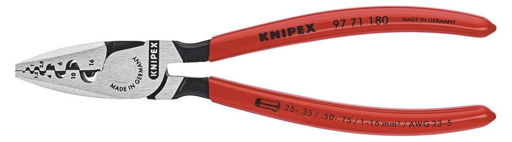 Zange für Aderendhülsen 180 mm für Kabelquerschnitt 0,25-16 mm²