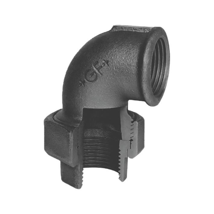 Fig. 95 - Winkelverschraubung, flach dichtend - Temperguß - blank - 2 Zoll ( +GF+ )