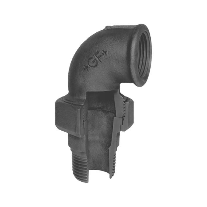Fig. 97 - Winkelverschraubung, flach dichtend - Temperguß - blank - 1 Zoll ( +GF+ )