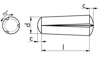 Kegelkerbstift DIN 1471 - Stahl - blank - 2,5 X 20