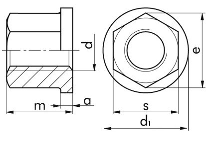 Sechskantmutter mit Bund DIN 6331 - 10 - blank - M24