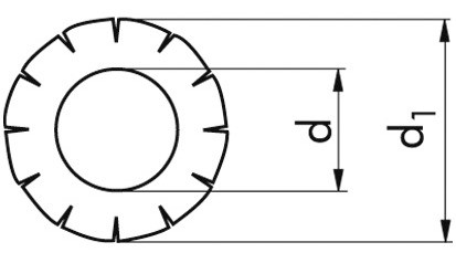 Fächerscheibe DIN 6798A - Federstahl - blank - M18=19mm